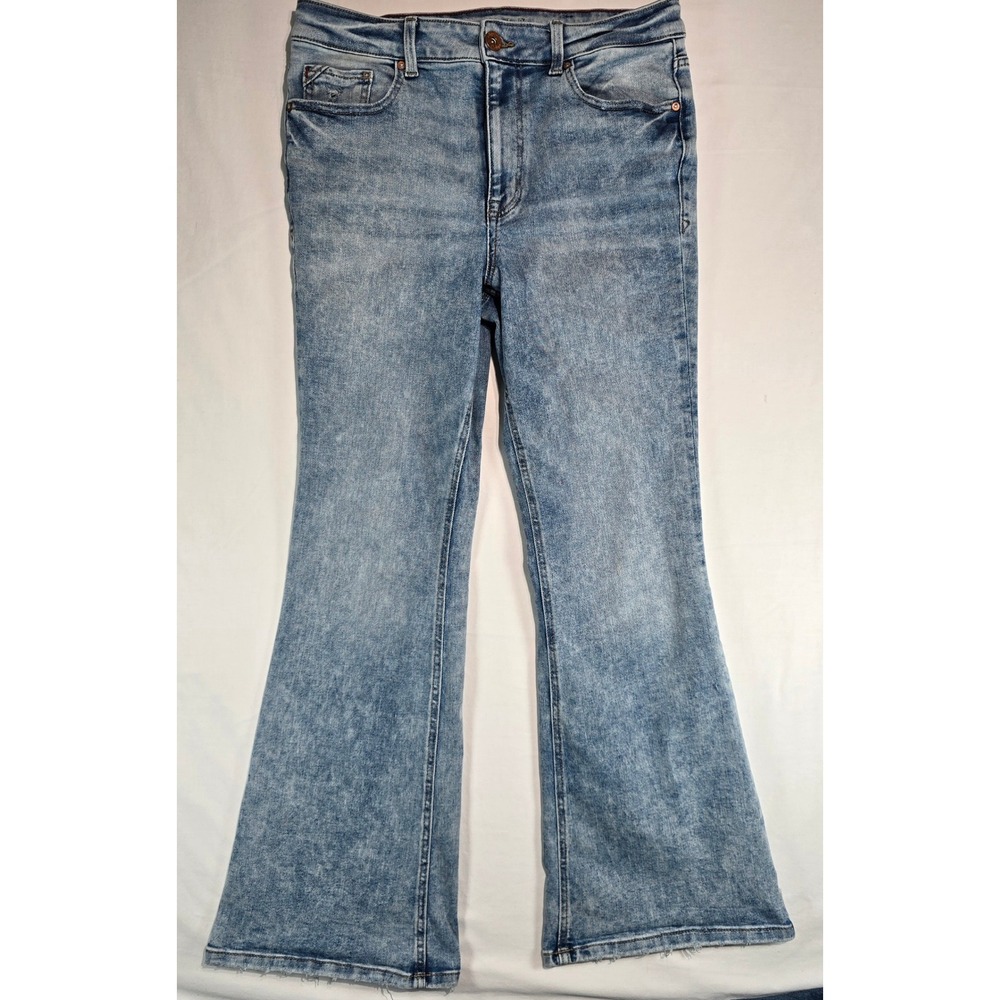 Edgely High Rise Flare‎ Jeans Light Wash Acid Denim Size 12 Short 751408